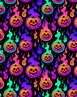 Fire Pumpkins Halloween Jersey Fabric £16.50pm