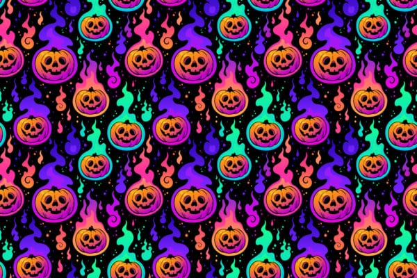 Fire Pumpkins Halloween Jersey Fabric £16.50pm
