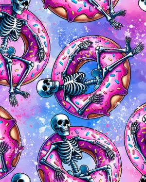 Skeleton Donut Halloween Jersey Fabric £16.50pm Skeleton Donut Halloween Jersey Fabric £16.50pm