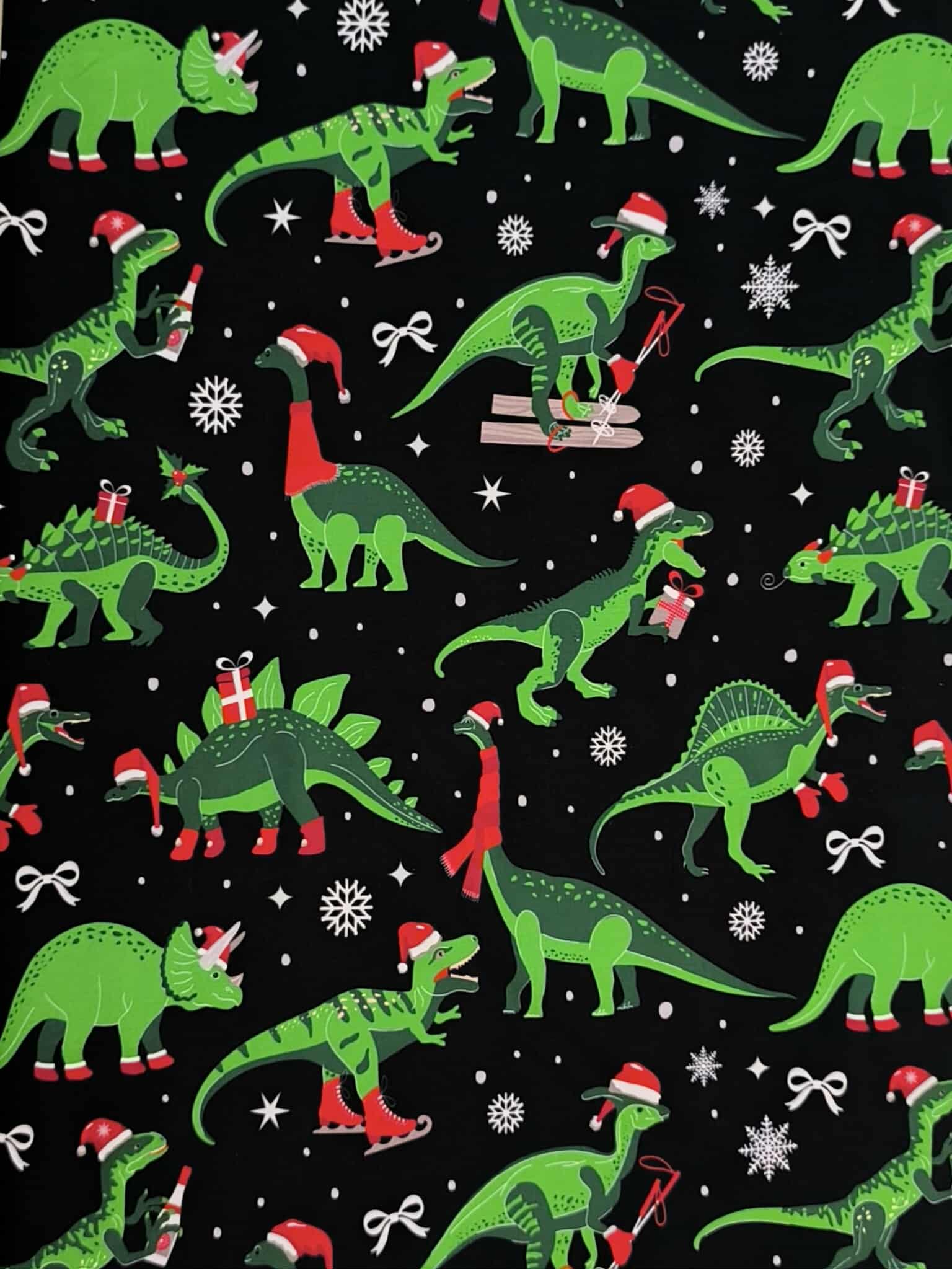 Christmas Dinosaur Cotton Lycra Jersey Fabric £16.50pm 7 Christmas Dinosaur Cotton Lycra Jersey Fabric £16.50pm - Image 4