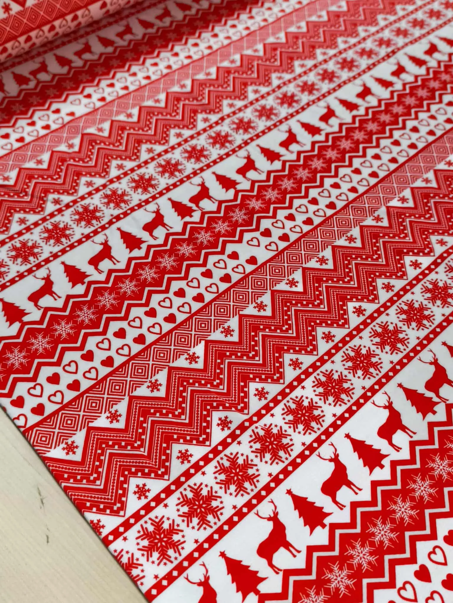 Christmas Fair Isle Reindeer Cotton Lycra Jersey Fabric £16.50pm 5 Christmas Fair Isle Reindeer Cotton Lycra Jersey Fabric £16.50pm - Image 2