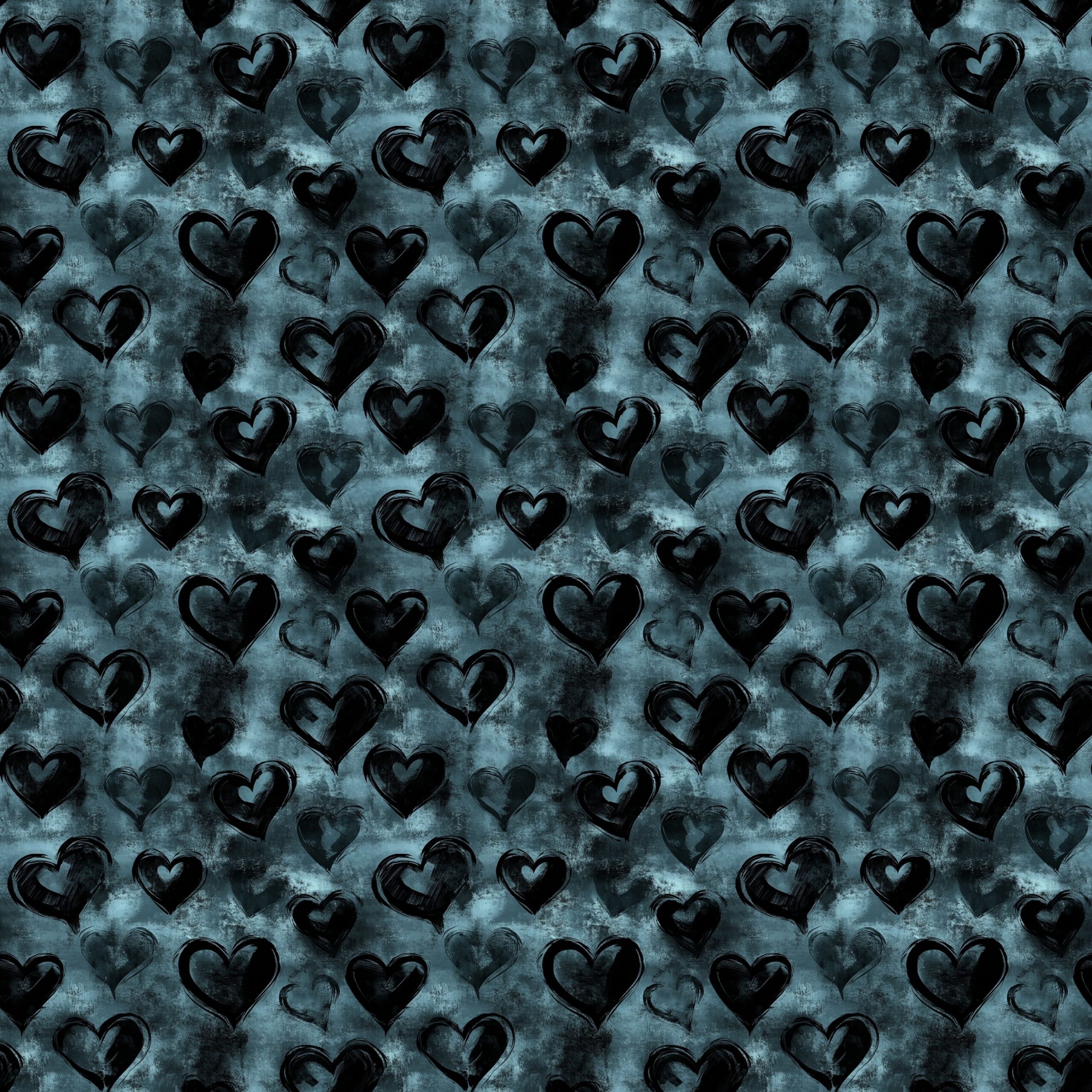 PREORDER Due Nov 2026 Black & Blue Heart Jersey Fabric - Image 2