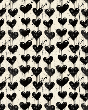 PREORDER Due Nov 2026 Black & White Heart Jersey Fabric