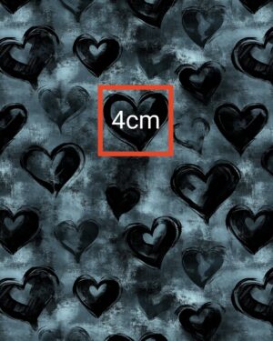 PREORDER Due Nov 2026 Black & Blue Heart Jersey Fabric