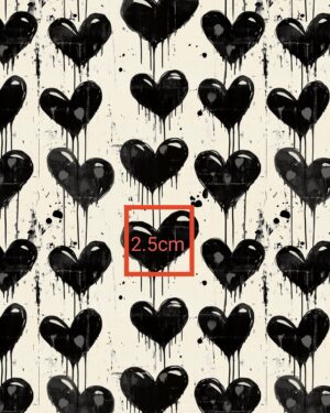 PREORDER Due Nov 2026 Black & White Heart Jersey Fabric